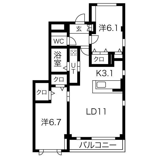 STOCKストック(2LDK/1階)の間取り写真