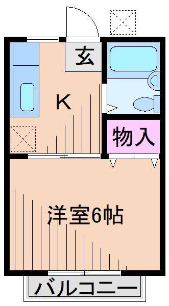 KTハイムI(1K/2階)の間取り写真