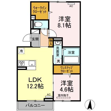 プリエール・M(2LDK/2階)の間取り写真