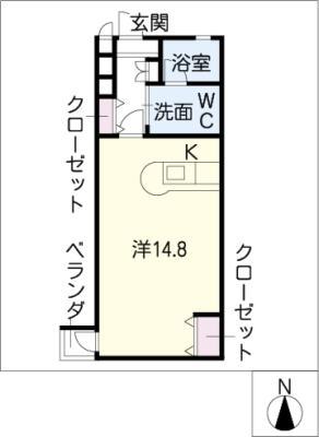 CIEL(ワンルーム/3階)の間取り写真