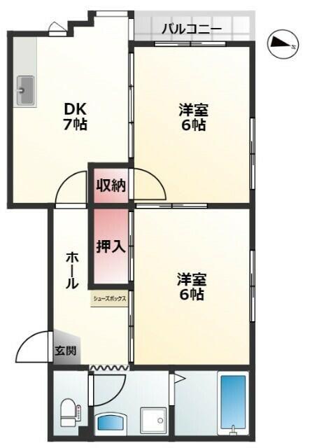 ベルセゾンK(2DK/3階)の間取り写真
