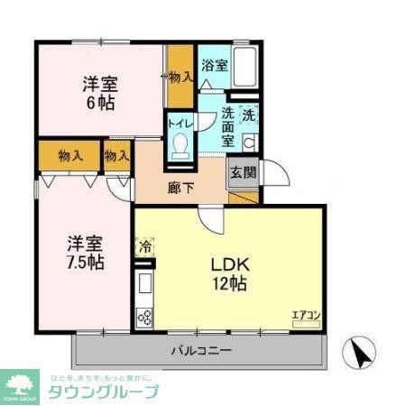 ドリームマウンテンD(2LDK/3階)の間取り写真