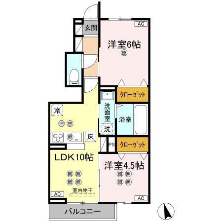 ローゼン太田(2LDK/1階)の間取り写真