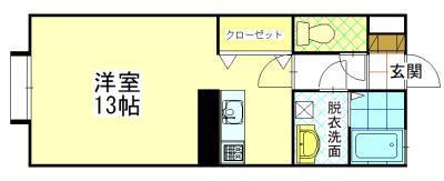 セレソンハウス(ワンルーム/1階)の間取り写真