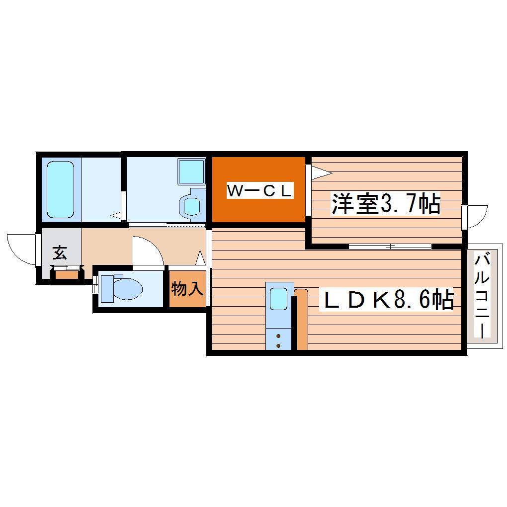 サンプレイス泉中央東(1LDK/1階)の間取り写真