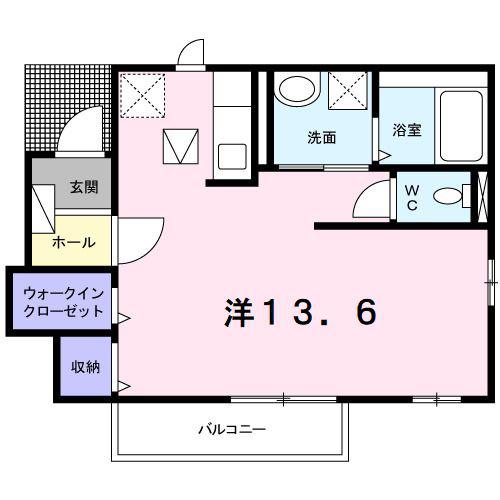 グラースII(ワンルーム/1階)の間取り写真