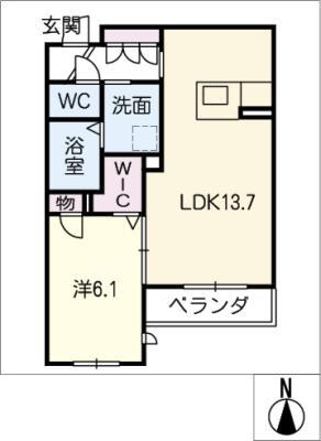 メゾン向陽E(1LDK/1階)の間取り写真