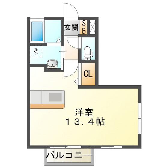 SUNGRACE I A(ワンルーム/2階)の間取り写真