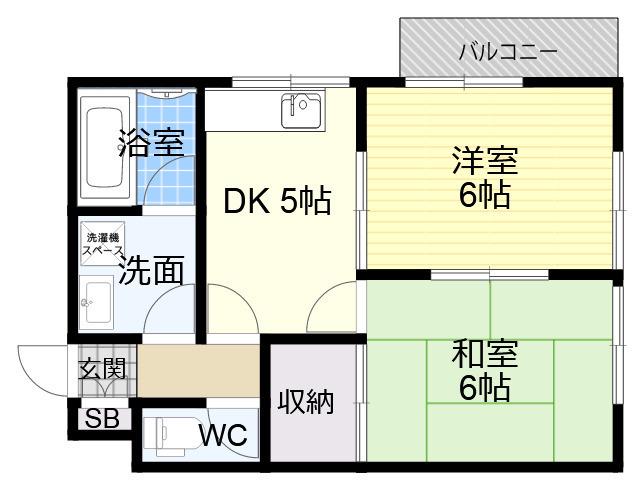 シームリーワン(2DK/2階)の間取り写真