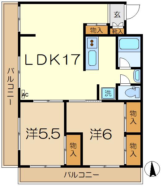 アメニティ35(2LDK/3階)の間取り写真