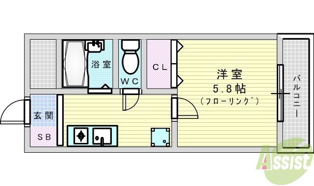 メゾンラフィネ(1K/3階)の間取り写真