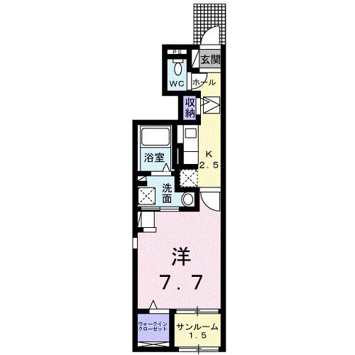 ＪＲ岩徳線 周防花岡駅 徒歩20分 2階建 築3年(1K/1階)の間取り写真