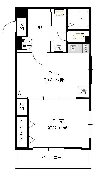 メゾンデューク菖蒲園(1DK/3階)の間取り写真