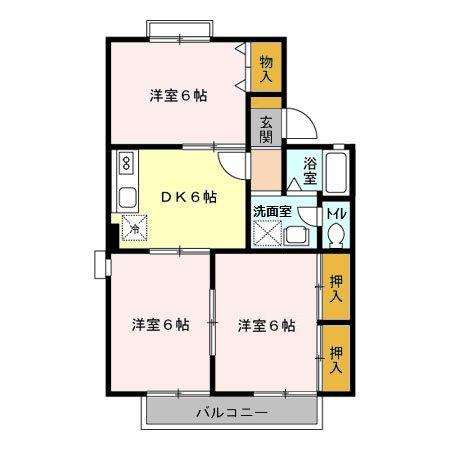 セジュール五井C(3DK/2階)の間取り写真
