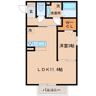 プログレスI(1LDK/2階)の間取り写真