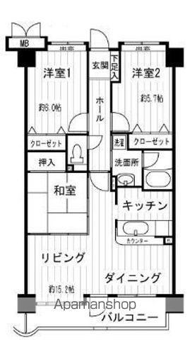 第7高島マンション(3LDK/1階)の間取り写真