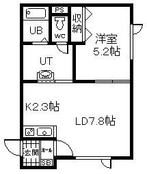 ルミエール(1LDK/2階)の間取り写真