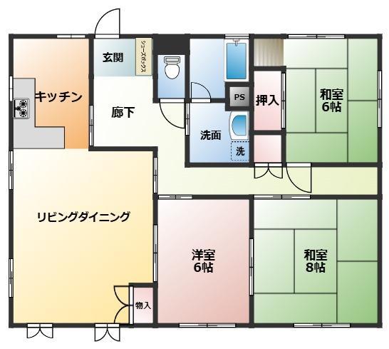 ローズハイツ(3LDK/1階)の間取り写真