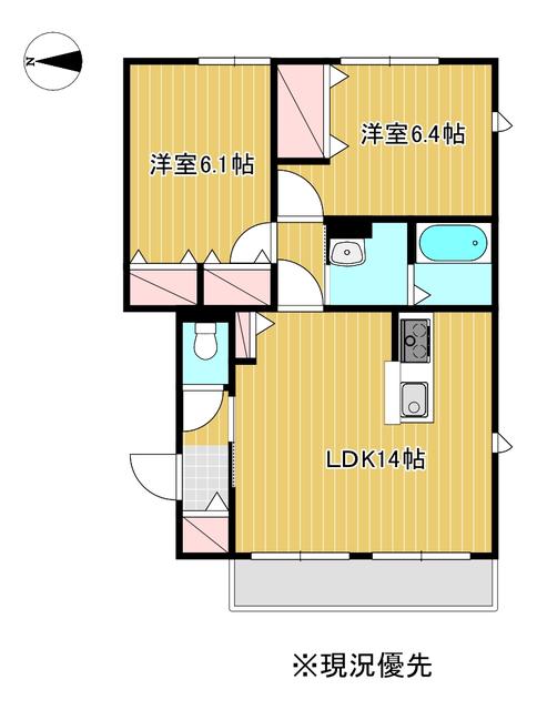 BELLE SABLE(2LDK/1階)の間取り写真