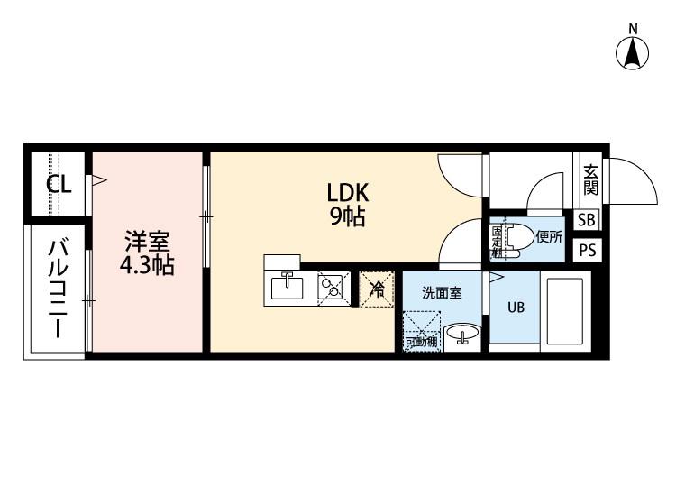 ハーフス平安通(1LDK/3階)の間取り写真