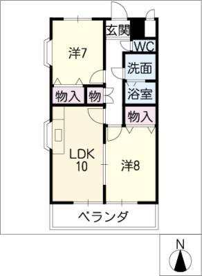 グリーンメゾン加藤(2LDK/2階)の間取り写真