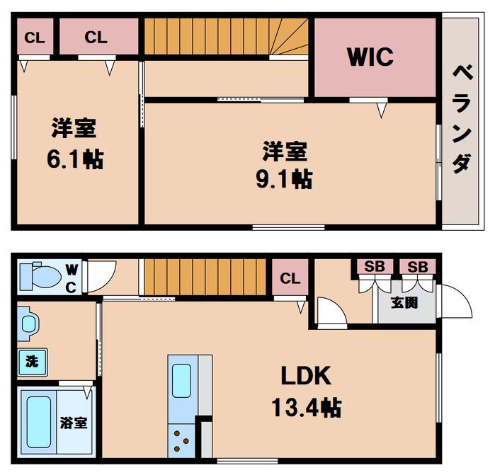 ルミエール北河堀(2LDK/1階)の間取り写真