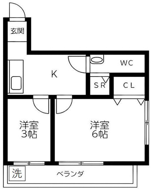 椎名町マイコーポ(2DK/5階)の間取り写真