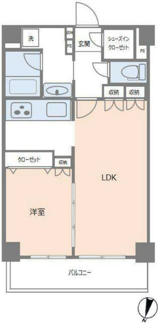 フュージョナル両国(1LDK/2階)の間取り写真