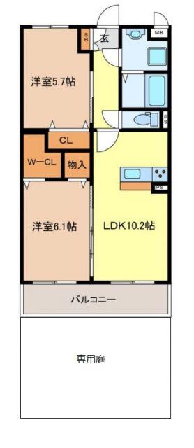 LUCRAS(2LDK/1階)の間取り写真