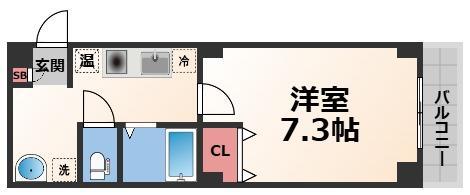 パーク巽東II(1K/1階)の間取り写真