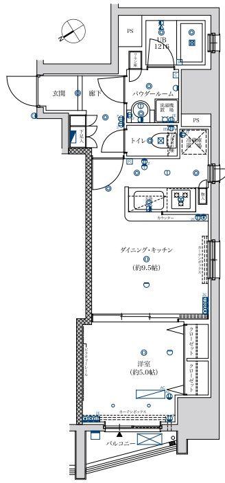 フェルクルール上野駅前(1LDK/8階)の間取り写真