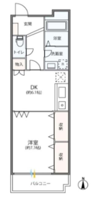 スタシオンウエスト(1DK/4階)の間取り写真