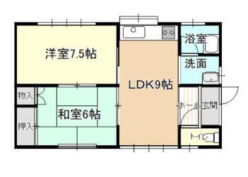 石岡ハイツ(2LDK/1階)の間取り写真