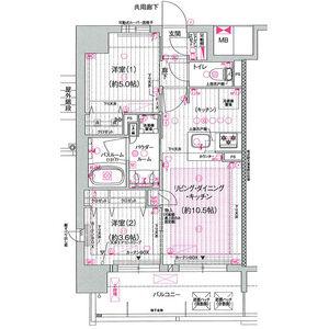 プレサンスレイズ茶屋ヶ坂(2LDK/3階)の間取り写真