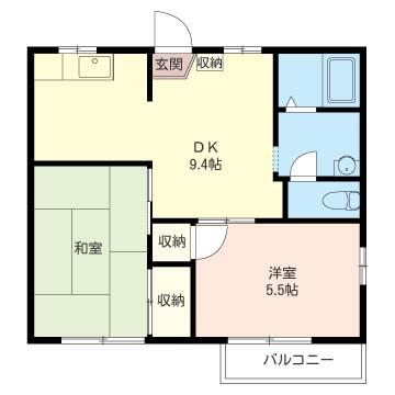 ドエルミハラD棟(2DK/2階)の間取り写真