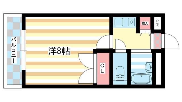 ロイヤルSK宝来(1K/1階)の間取り写真