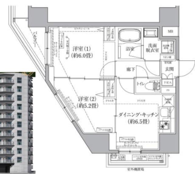 アイルグランデ東京立石(2DK/4階)の間取り写真
