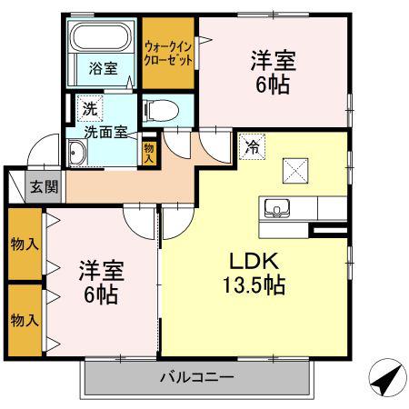 パルプレジオ(2LDK/1階)の間取り写真