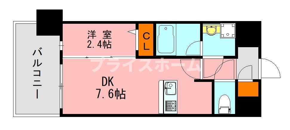 LANDIC K2620(1DK/14階)の間取り写真