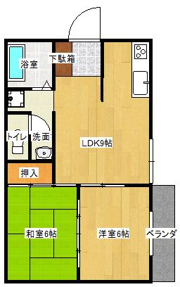 メゾンブランシェJ&Y(2DK/2階)の間取り写真