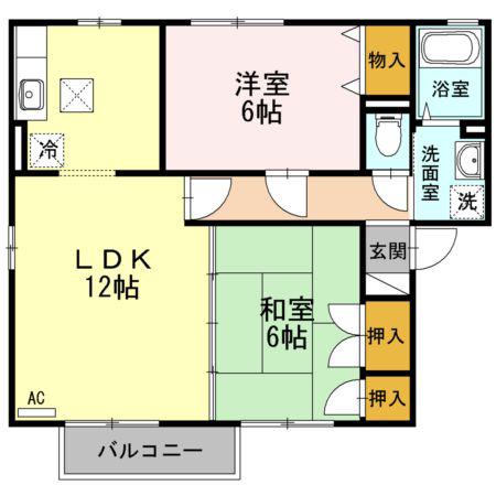 ルミナス・ナカジマA棟(2LDK/1階)の間取り写真