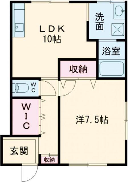 上袋グリーンハイツ(1LDK/1階)の間取り写真