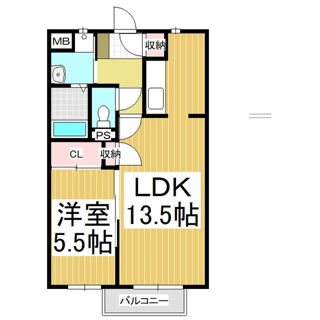 ラピスナガシマ(1LDK/1階)の間取り写真