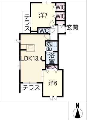 ヴァンベール小幡(2LDK/1階)の間取り写真