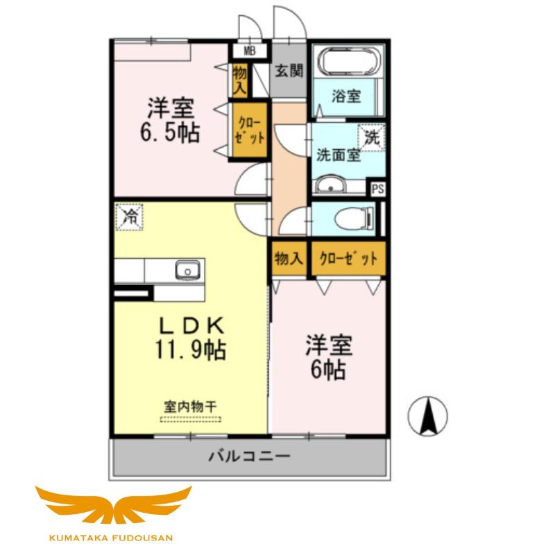 ルミエール国府(2LDK/3階)の間取り写真