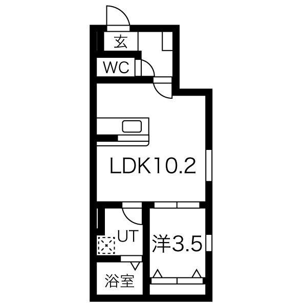 MS 西志賀(1LDK/1階)の間取り写真