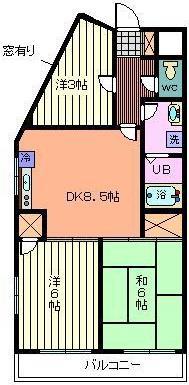 リアライズ中浦和(3DK/4階)の間取り写真
