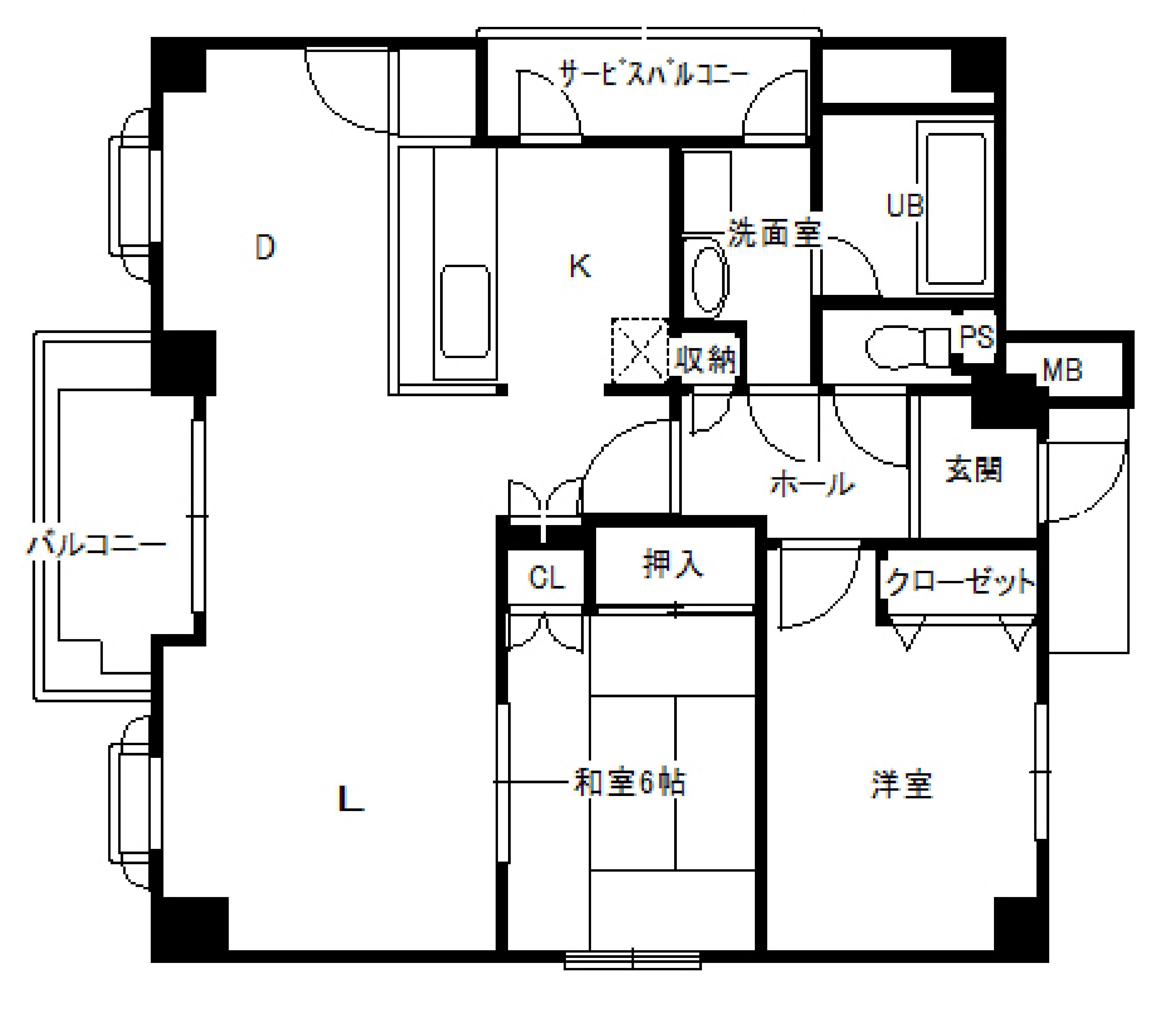 リバティ帝塚山(2LDK/2階)の間取り写真