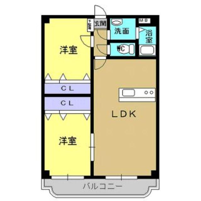 ユーミーKAWAKUBO(2LDK/5階)の間取り写真