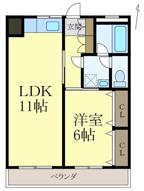 川端ビル(1LDK/4階)の間取り写真